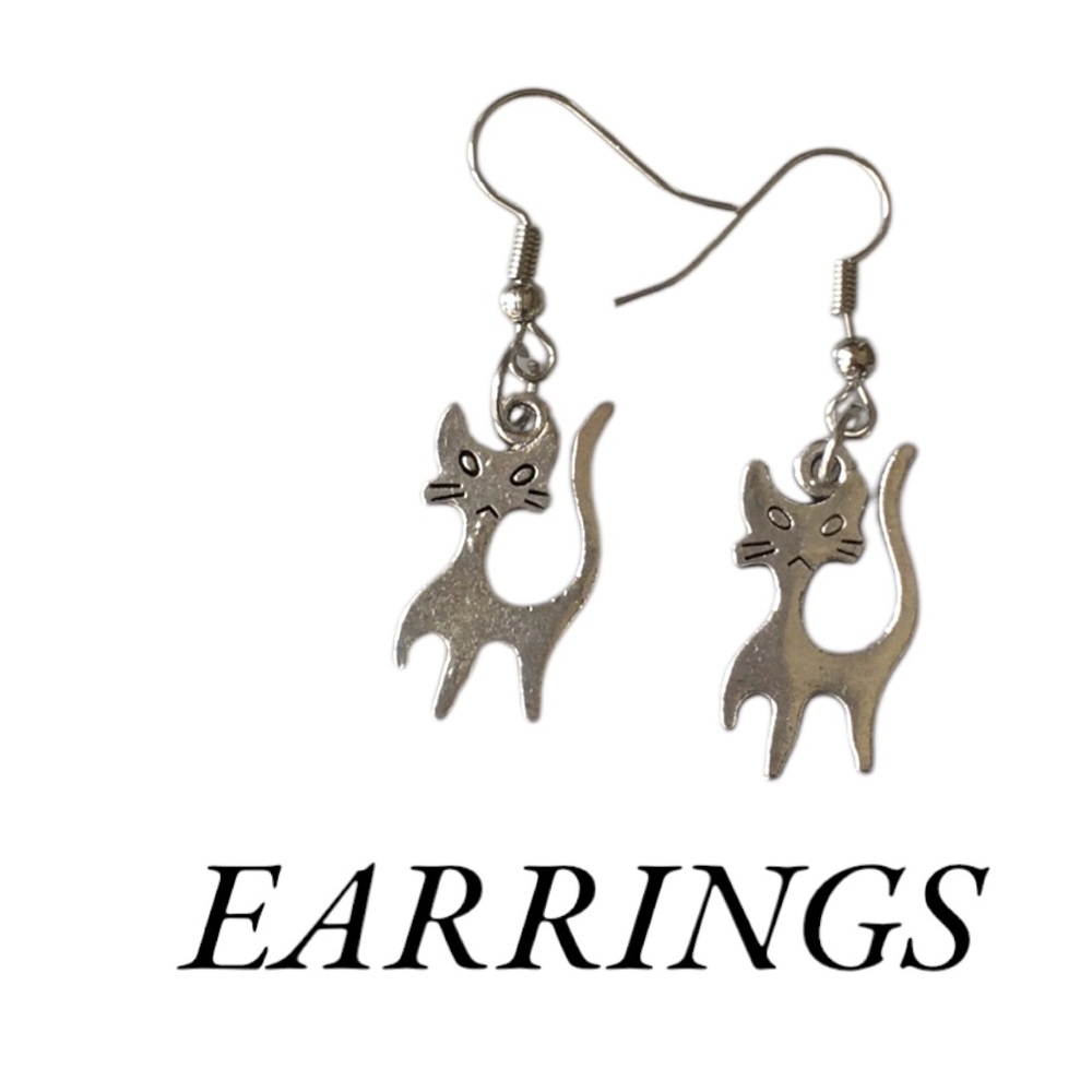 Silver Cat Earrings